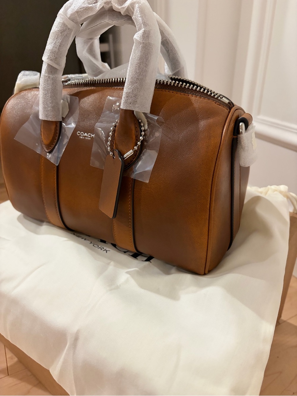 Coach Compass 25 Leather Mini Duffel Satchel - Loved Leather - Burnt Sienna - Picture 3 of 7